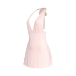 Dive Into Me Halter Mini Dress with Tie Back and Plunge. - Image 3