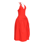 Coastal Flirt Halter Midi Dress with Tie Waist Detail - Image 3