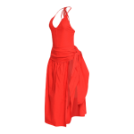 Coastal Flirt Halter Midi Dress with Tie Waist Detail - Image 2