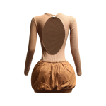 Ribbed long sleeve open back bubble skirt mini dress - Image 4